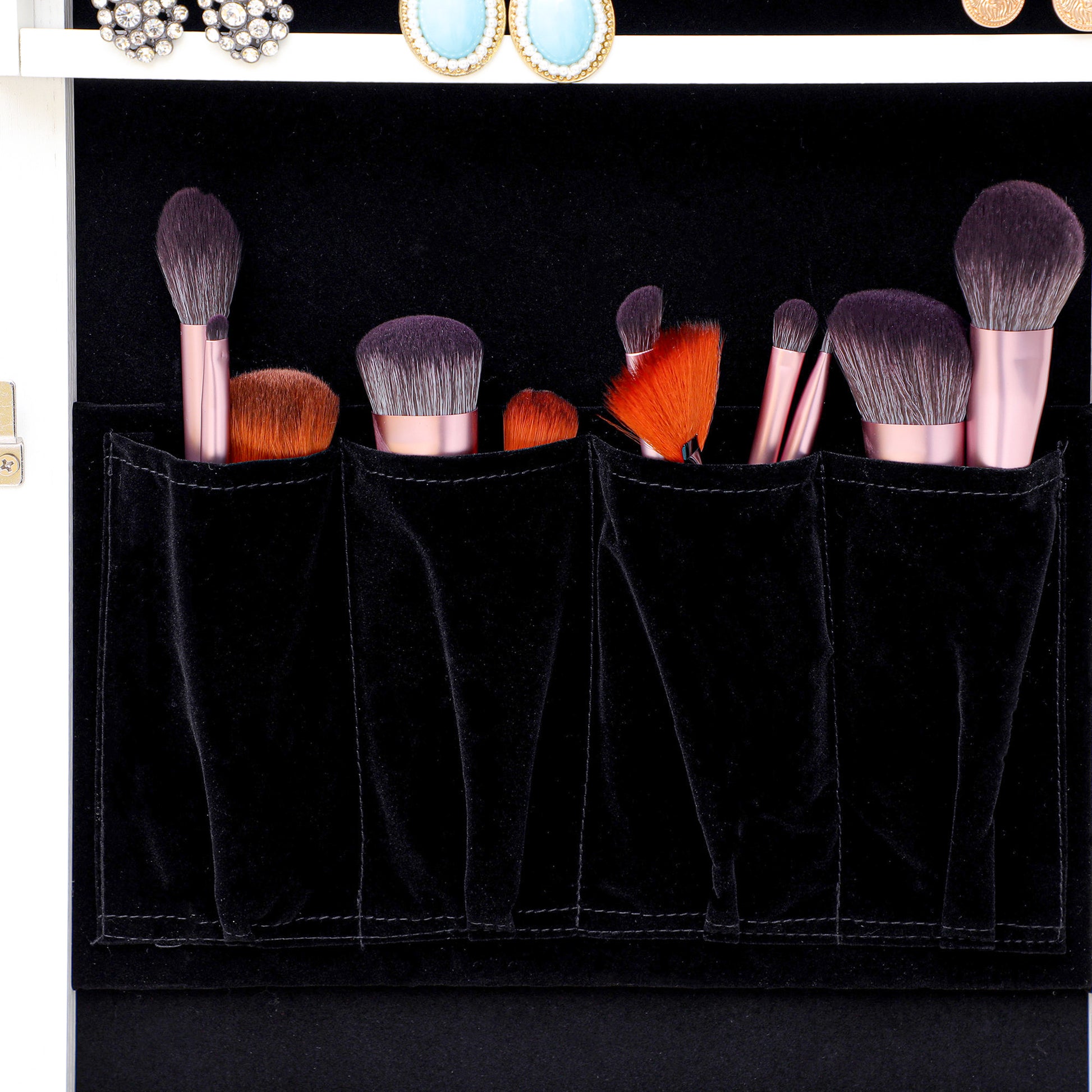 Fashion Simple Jewelry Storage Mirror Cabinet With Led Lights,For Living Room Or Bedroom White Mdf