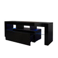 Black Tv Stand With Led Rgb Lights,Flat Screen Tv Cabinet, Gaming Consoles In Lounge Room, Living Room And Bedroom Black Black 50 59 Inches Mdf