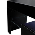 Black Tv Stand With Led Rgb Lights,Flat Screen Tv Cabinet, Gaming Consoles In Lounge Room, Living Room And Bedroom Black Black 50 59 Inches Mdf