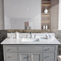 49X22Inch Bathroom Stone Vanity Top Engineered Stone Carrara White Marble Color With Rectangle Undermount Ceramic Sink And 3 Faucet Hole With Back Splash . Gray Stone