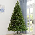 Pre Lit Christmas Tree 6Ft Artificial Hinged Xmas Tree With Foldable Stand Green Polyester