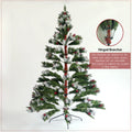 Artificial Christmas Tree Flocked Pine Needle Tree With Cones Red Berries 7.5 Ft Foldable Stand Green American Design Pvc Polyester