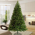 Pre Lit Christmas Tree 6Ft Artificial Hinged Xmas Tree With Foldable Stand Green Polyester