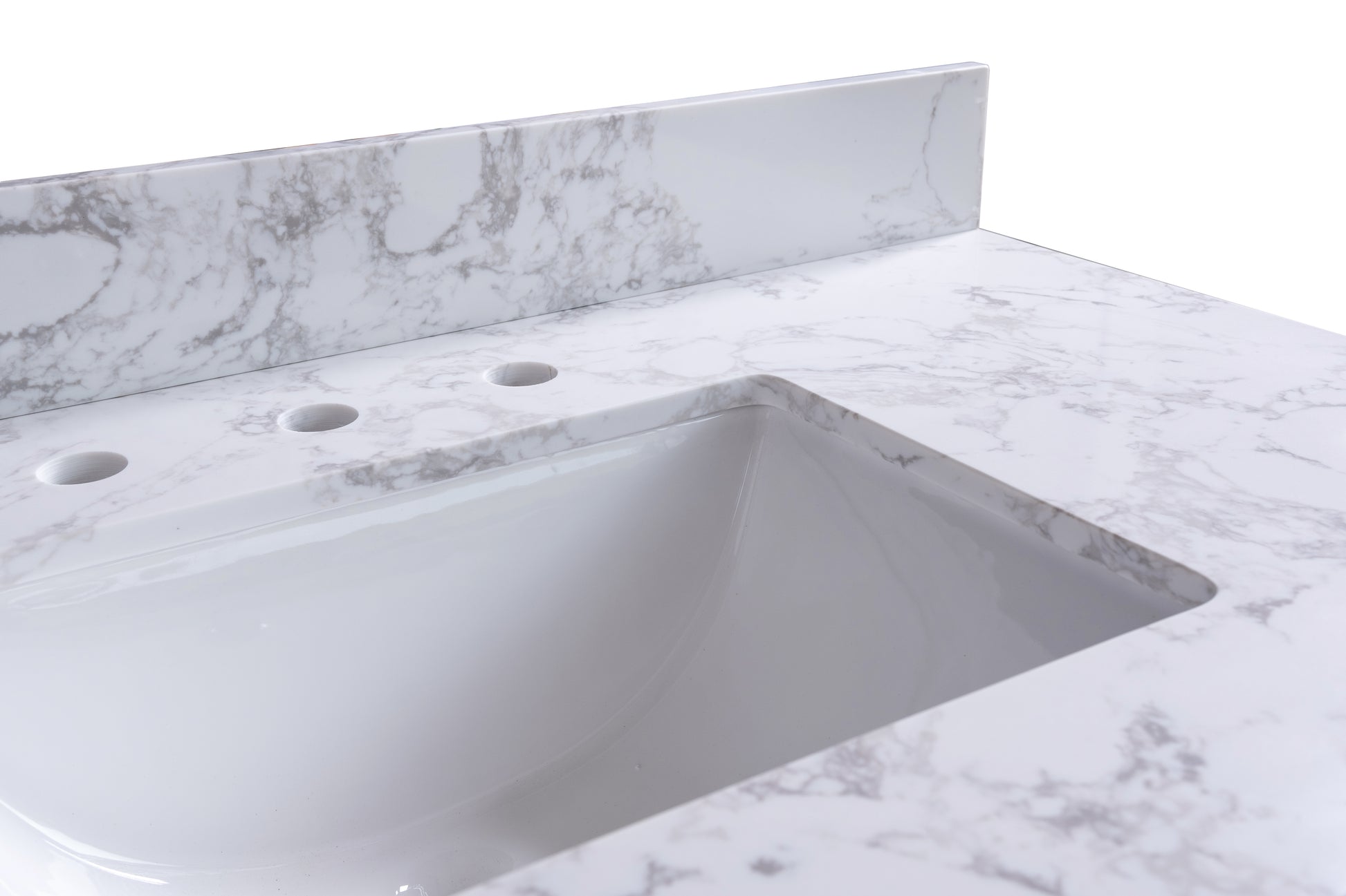 49" Carrara White Engineered Stone Vanity Top Backsplash White Stone