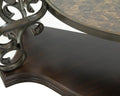 Sofa Table, Glass Table Top, Mdf W Marble Paper Middle Shelf, Powder Coat Finish Metal Legs. 54