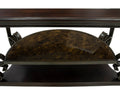 Sofa Table, Glass Table Top, Mdf W Marble Paper Middle Shelf, Powder Coat Finish Metal Legs. 54