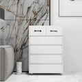 Six Drawer Side Table White White Mdf