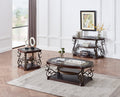 Sofa Table, Glass Table Top, Mdf W Marble Paper Middle Shelf, Powder Coat Finish Metal Legs. 54