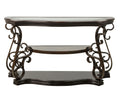 Sofa Table, Glass Table Top, Mdf W Marble Paper Middle Shelf, Powder Coat Finish Metal Legs. 54