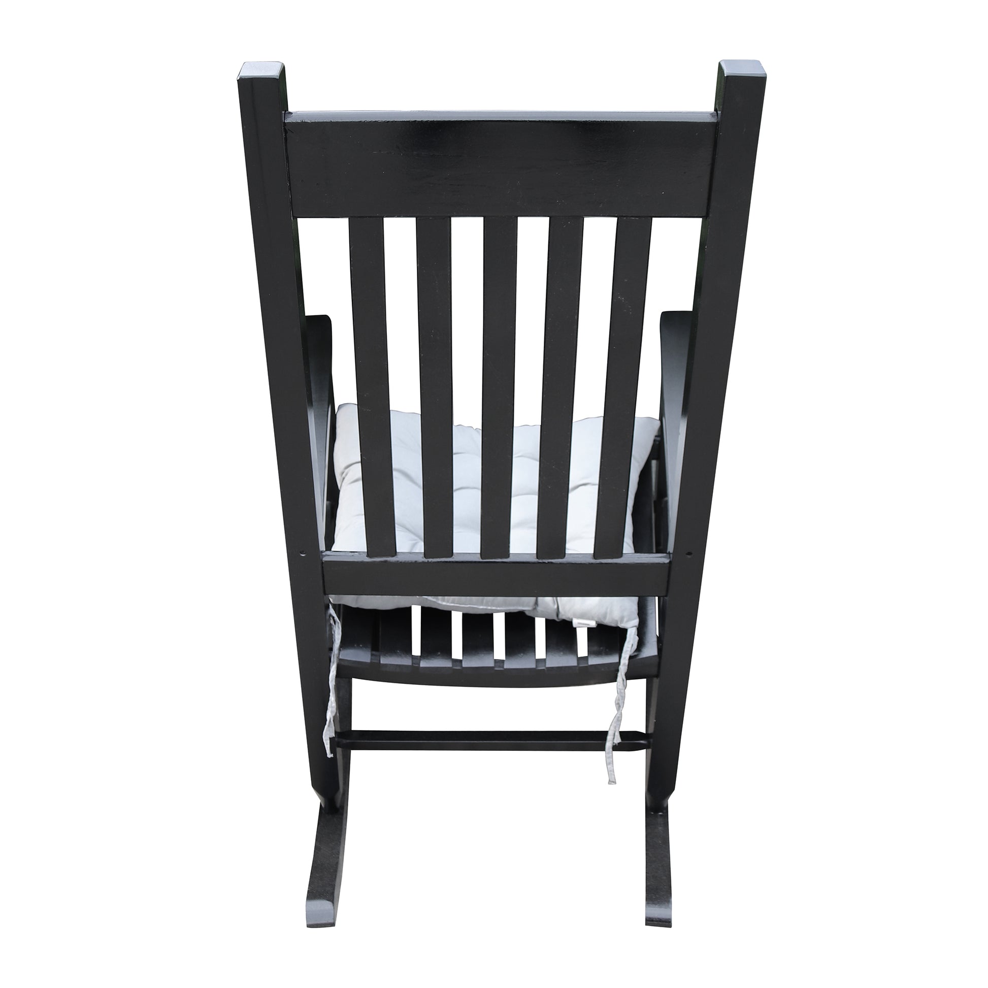 Wooden Porch Rocker Chair Black, Without Mat Black Solid Wood
