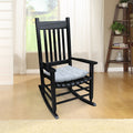 Wooden Porch Rocker Chair Black, Without Mat Black Solid Wood