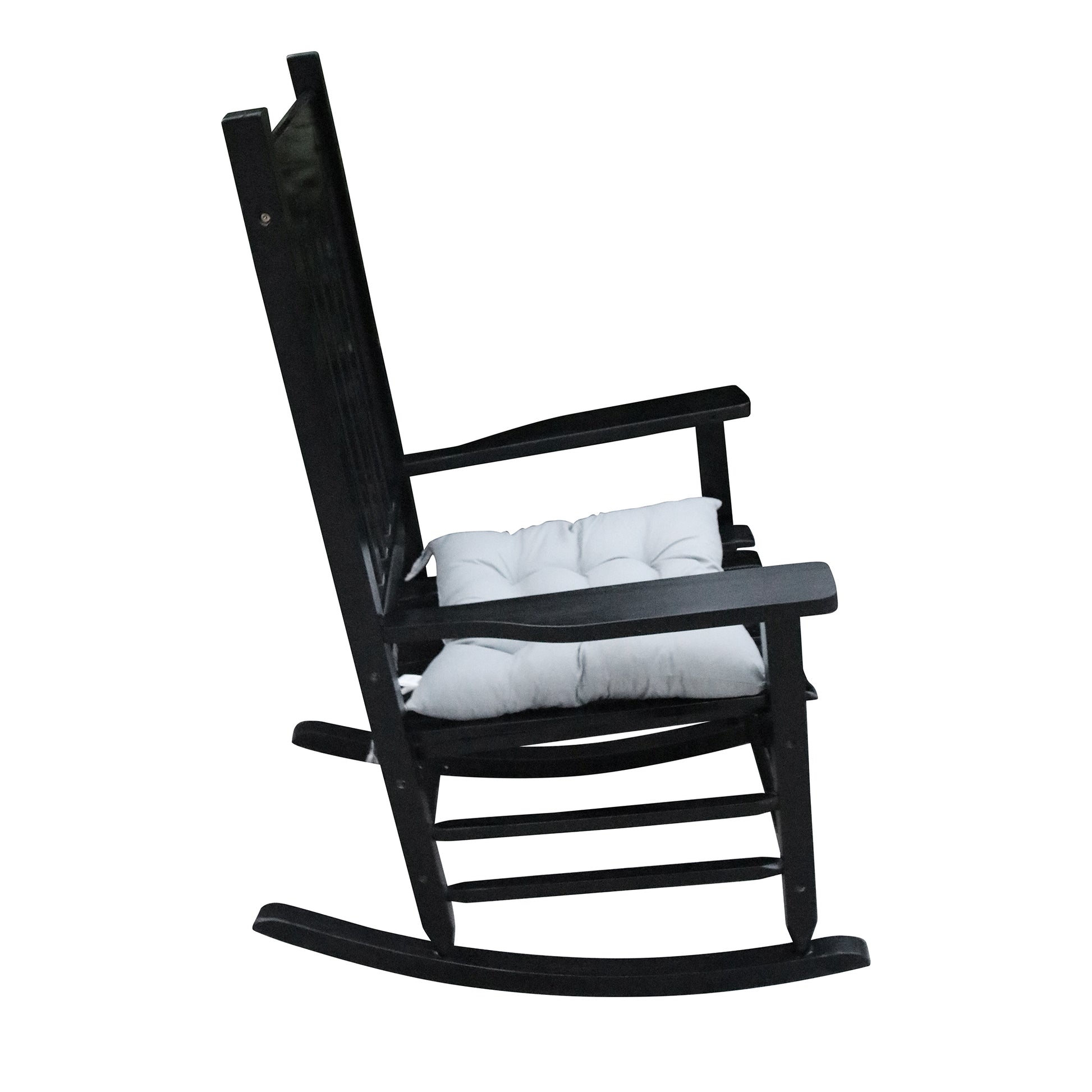 Wooden Porch Rocker Chair Black, Without Mat Black Solid Wood