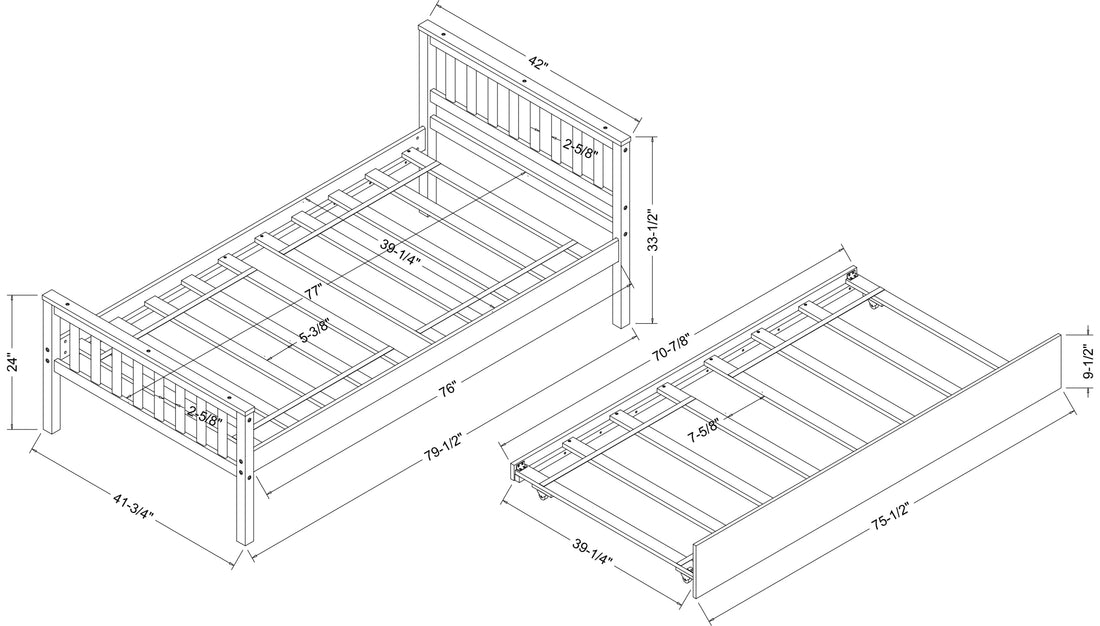 Twin Bed With Trundle, Platform Bed Frame With Headboard And Footboard, For Bedroom Small Living Space,No Box Spring Needed,Espresso Old Sku:W50440557 Twin Espresso Pine