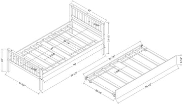 Twin Bed With Trundle, Platform Bed Frame With Headboard And Footboard, For Bedroom Small Living Space,No Box Spring Needed,Espresso Old Sku:W50440557 Twin Espresso Pine