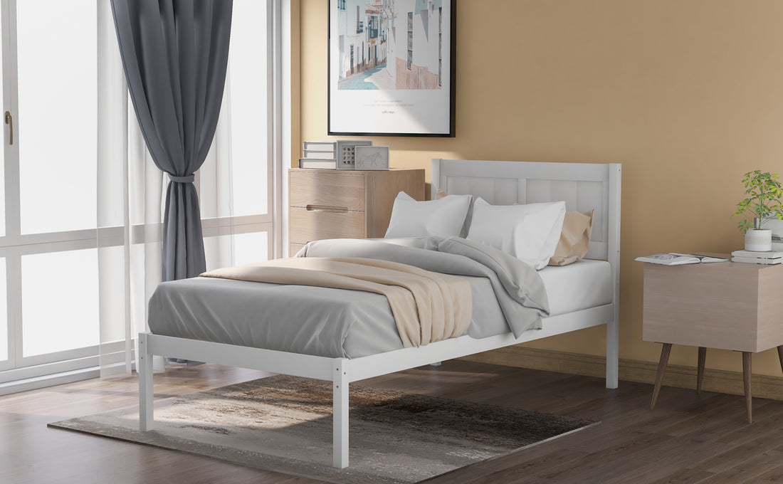 Wood Platform Bed Twin Size Platform Bed With Headboard White Solid Wood