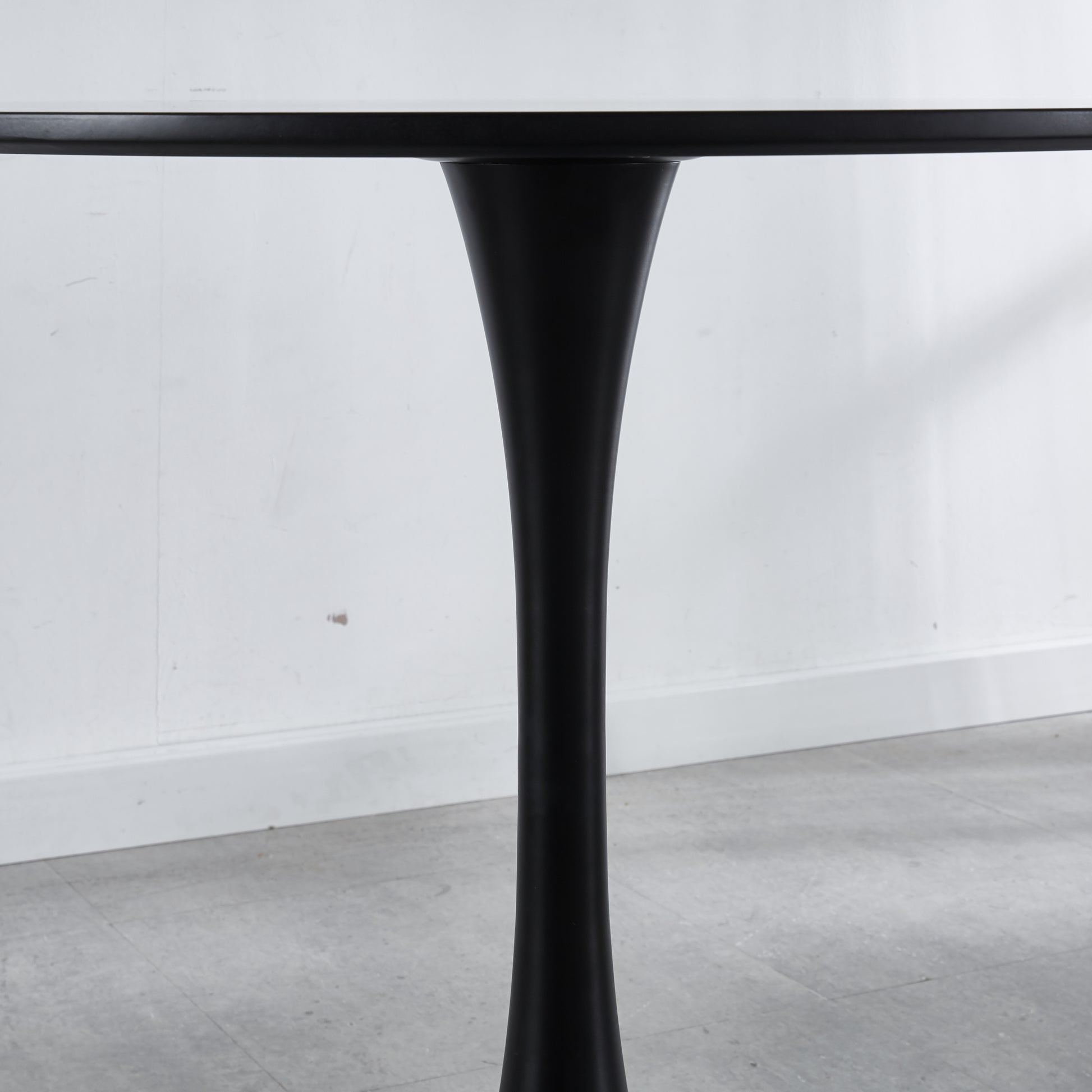 42.1"Black Table Mid Century Dining Table For 4 6 People With Round Mdf Table Top, Pedestal Dining Table, End Table Leisure Coffee Table Matte Black Kitchen & Dining Tables Mdf