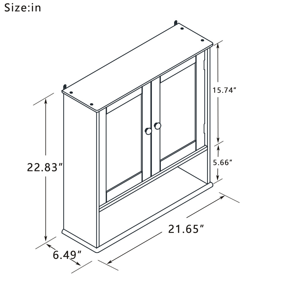 Bathroom Wall Cabinet With Doule Mirror Doors And Shelvs White Mdf