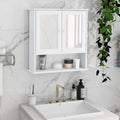 Bathroom Wall Cabinet With Doule Mirror Doors And Shelvs White Mdf