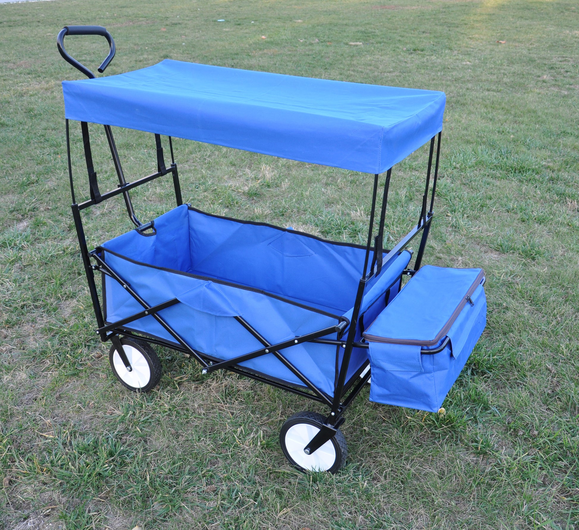 Garden Shopping Beach Cart Folding Wagon Blue Blue Metal