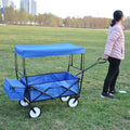 Garden Shopping Beach Cart Folding Wagon Blue Blue Metal