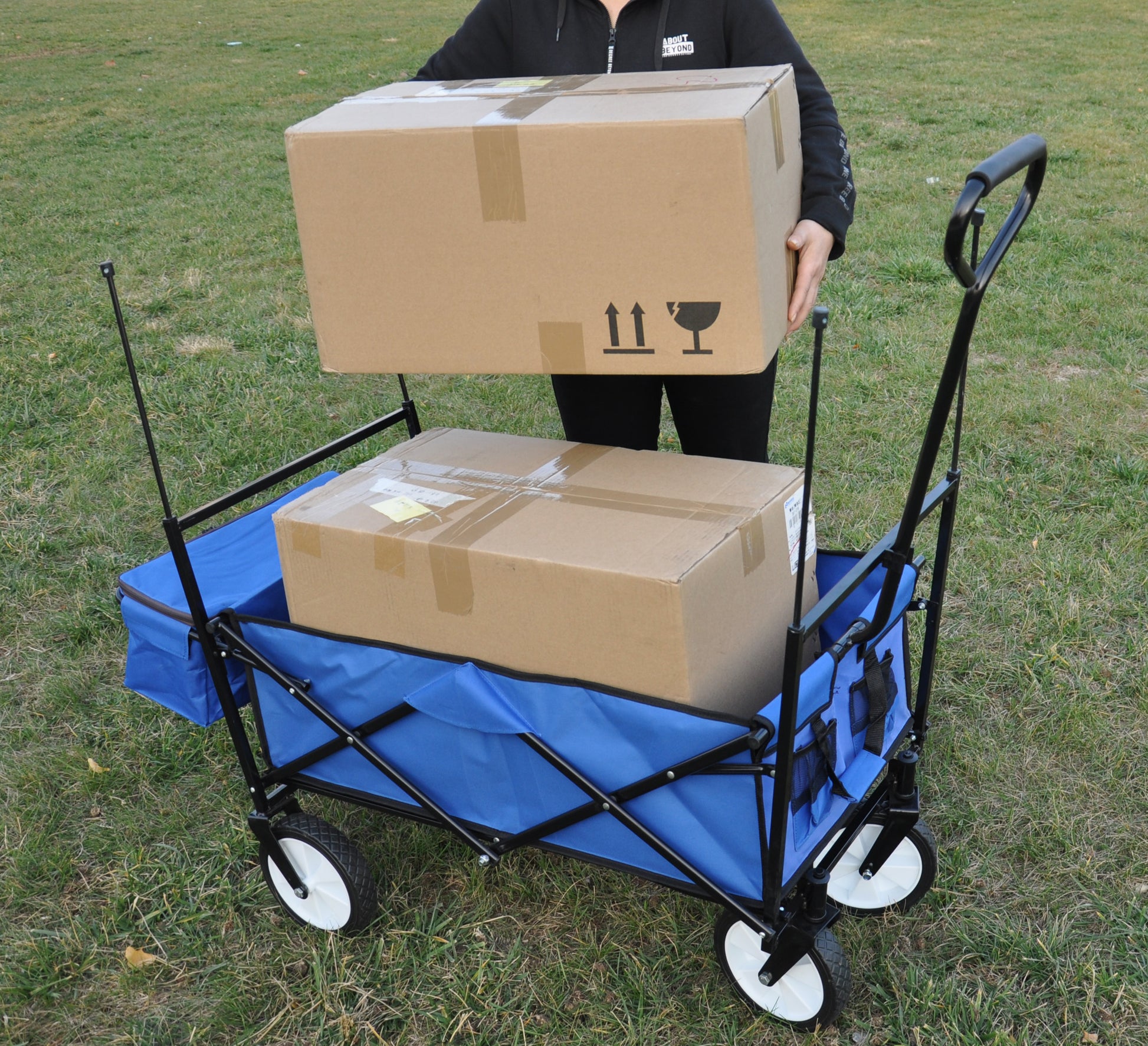 Garden Shopping Beach Cart Folding Wagon Blue Blue Metal