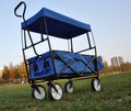 Garden Shopping Beach Cart Folding Wagon Blue Blue Metal