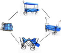 Garden Shopping Beach Cart Folding Wagon Blue Blue Metal