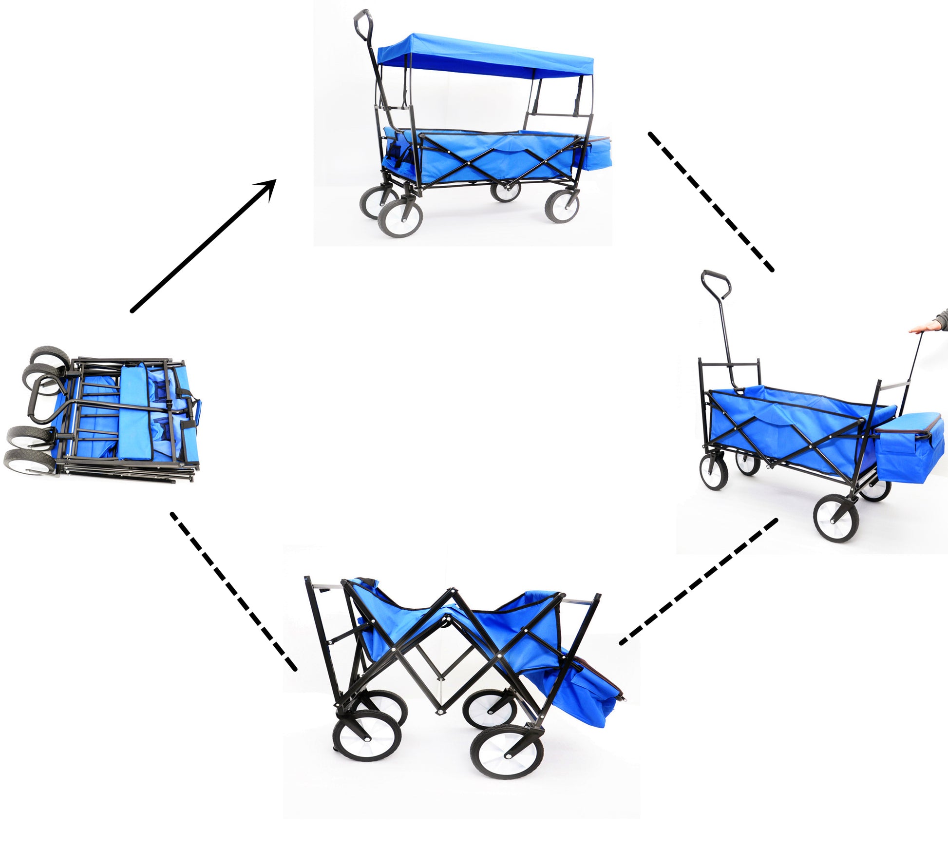 Garden Shopping Beach Cart Folding Wagon Blue Blue Metal