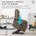 Power Lift Recliner Chair For Elderly Heavy Duty And Safety Motion Reclining Mechanism Fabric Sofa Living Room Chair Brown Cotton Fabric