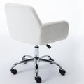 Hengming Faux Fur Home Office Chair,Fluffy Fuzzy Comfortable Makeup Vanity Chair ,Swivel Desk Chair Height Adjustable Dressing Chair For Bedroom White Wool