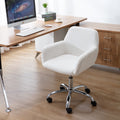 Hengming Faux Fur Home Office Chair,Fluffy Fuzzy Comfortable Makeup Vanity Chair ,Swivel Desk Chair Height Adjustable Dressing Chair For Bedroom White Wool