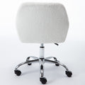 Hengming Faux Fur Home Office Chair,Fluffy Fuzzy Comfortable Makeup Vanity Chair ,Swivel Desk Chair Height Adjustable Dressing Chair For Bedroom White Wool