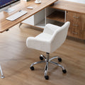 Hengming Faux Fur Home Office Chair,Fluffy Fuzzy Comfortable Makeup Vanity Chair ,Swivel Desk Chair Height Adjustable Dressing Chair For Bedroom White Wool