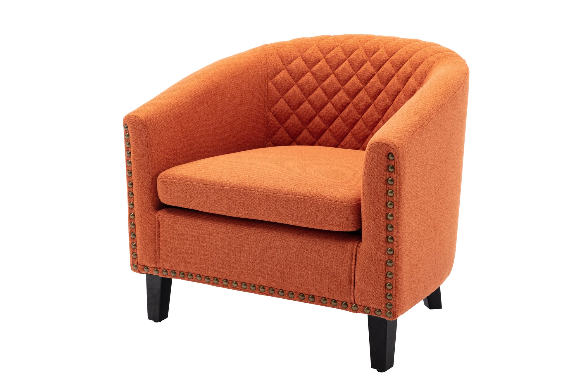 Coolmore Barrel Chairs With Soft Padded Armrest, Club Chairs With S And Solid Wood Legs For Living Room Bedroom Waiting Room Orange Linen Orange Primary Living Space Foam Linen