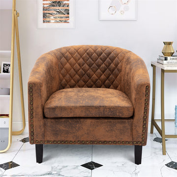 Coolmore Barrel Chairs With Soft Padded Armrest, Club Chairs With S And Solid Wood Legs For Living Room Bedroom Waiting Room Coffee Pu Coffee Primary Living Space Foam Microfiber