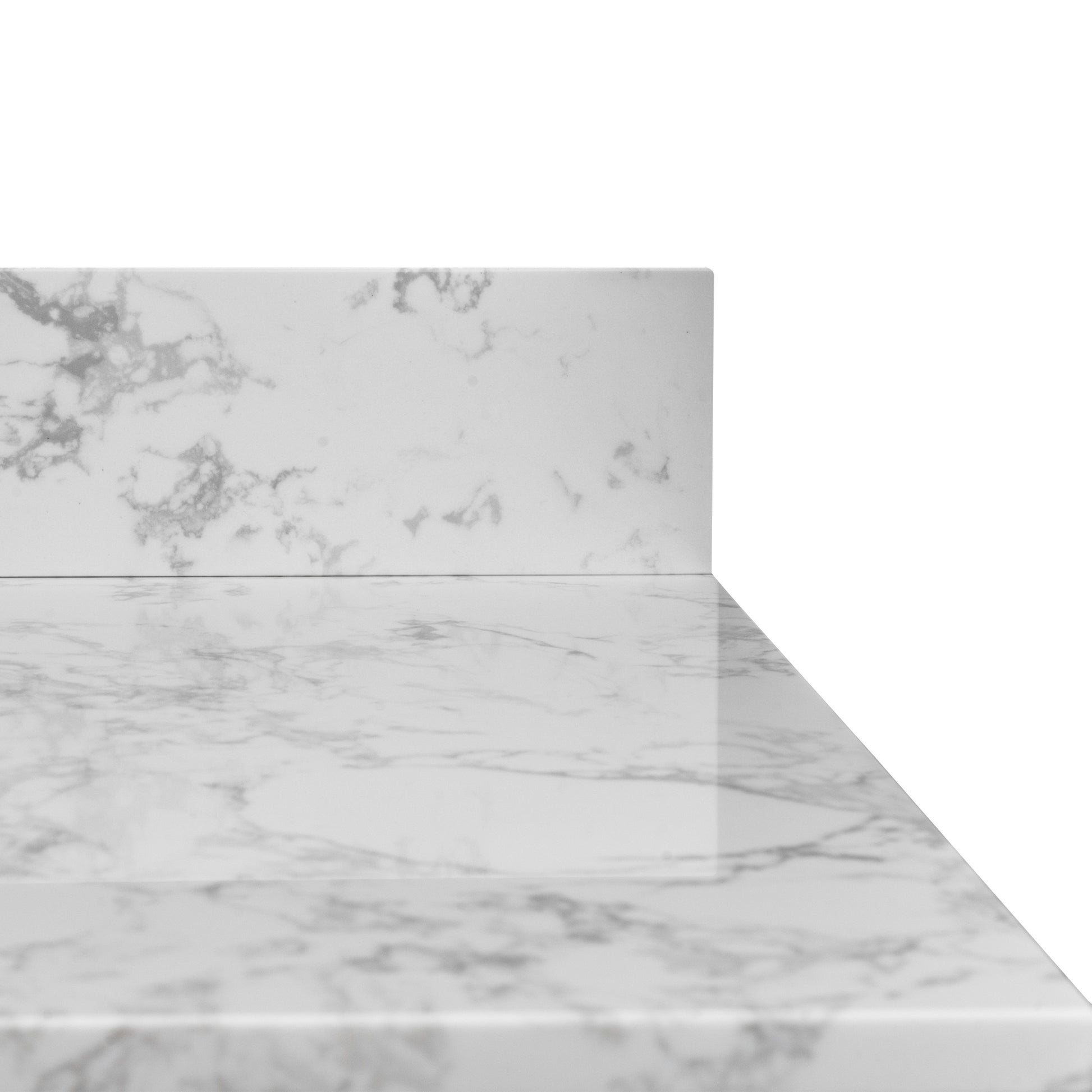 31Inch Bathroom Vanity Top Stone Carrara White Style Tops With Rectangle Undermount Ceramic Sink And Back Splash With 3 Faucet Hole For Bathrom Cabinet Grey Stone