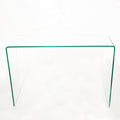 Glass Console Table, Transparent Tempered Glass Console Table With Rounded Edges Desks, Sofa Table Transparent Glass