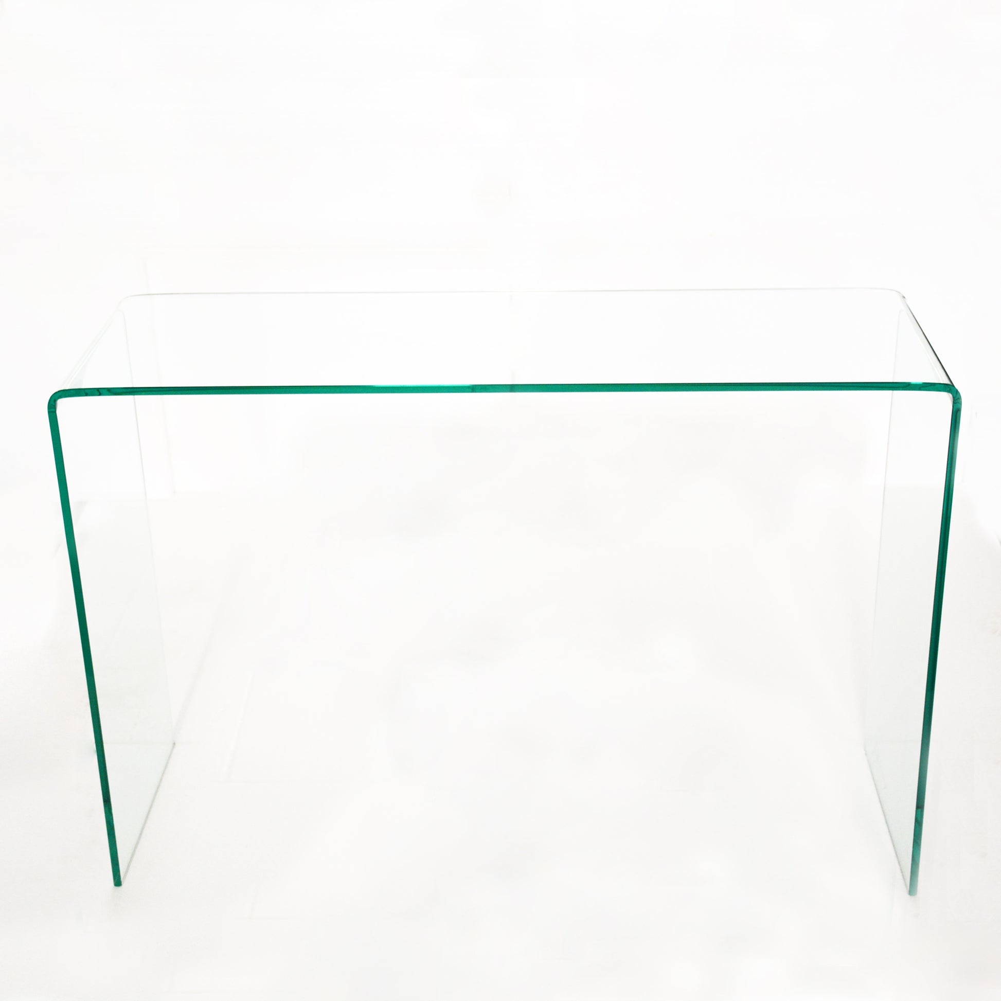 Glass Console Table, Transparent Tempered Glass Console Table With Rounded Edges Desks, Sofa Table Transparent Glass