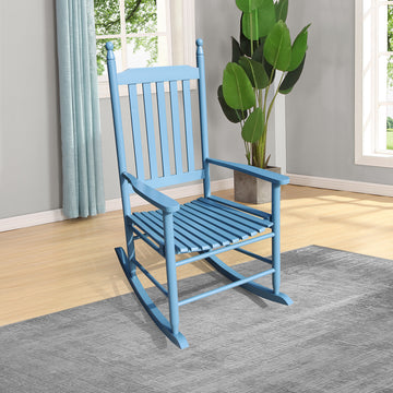 Wooden Porch Rocker Chair Blue Blue Solid Wood