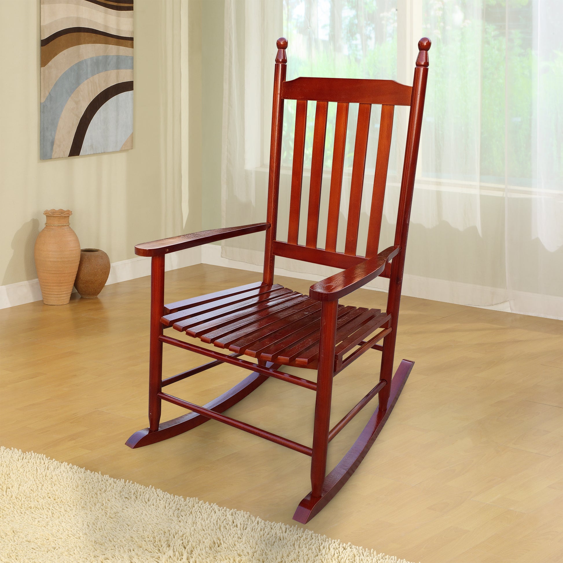 Wooden Porch Rocker Chair Brown Brown Solid Wood