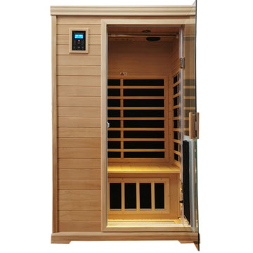 Two Person Far Infrared Hemlock Indoor Sauna Room Natural Solid Wood