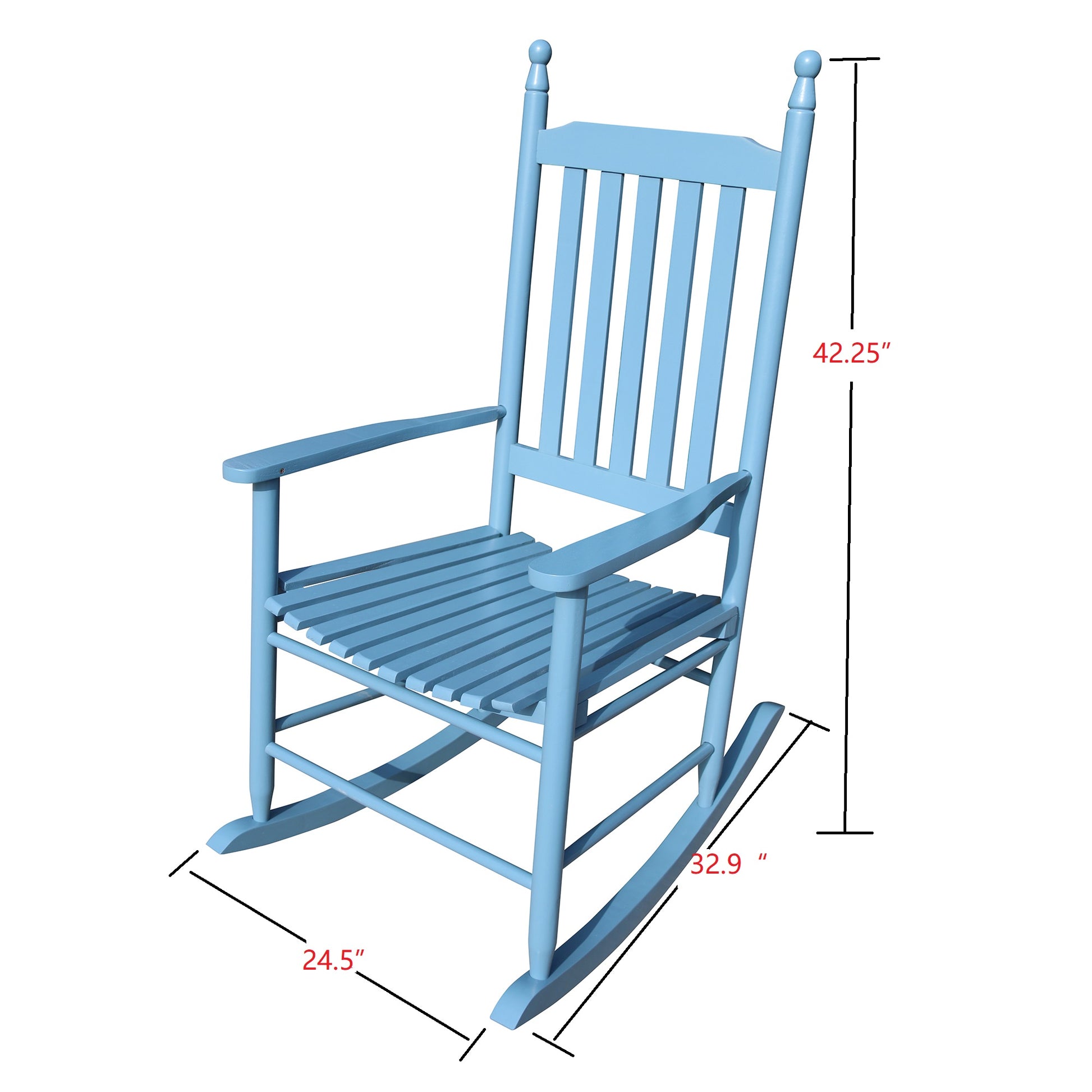 Wooden Porch Rocker Chair Blue Blue Solid Wood