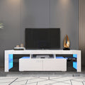 Modern White Tv Stand, 20 Colors Led Tv Stand W Remote Control Lights White 60 69 Inches Mdf