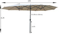 15X9Ft Double Sided Patio Umbrella Outdoor Market Table Garden Extra Large Waterproof Twin Umbrellas With Crank And Wind Vents For Garden Deck Backyard Pool Shade Outside Deck Swimming Pool Tan Metal