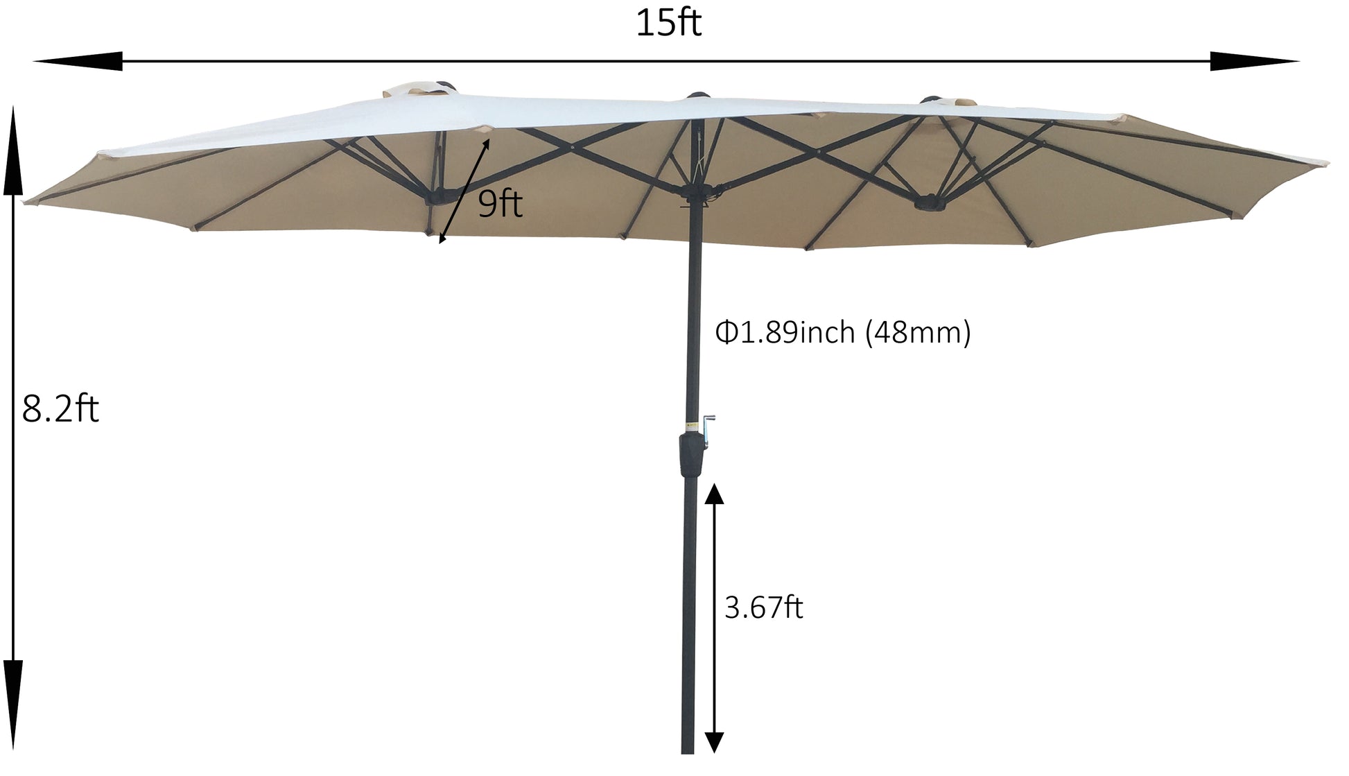 15X9Ft Double Sided Patio Umbrella Outdoor Market Table Garden Extra Large Waterproof Twin Umbrellas With Crank And Wind Vents For Garden Deck Backyard Pool Shade Outside Deck Swimming Pool Tan Metal