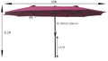 15Ftx9Ftdouble Sided Patio Umbrella Outdoor Market Table Garden Extra Large Waterproof Twin Umbrellas With Crank And Wind Vents For Garden Deck Backyard Pool Shade Outside Deck Swimming Pool Burgundy Metal