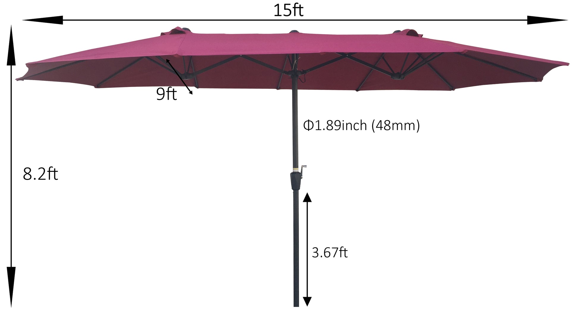 15Ftx9Ftdouble Sided Patio Umbrella Outdoor Market Table Garden Extra Large Waterproof Twin Umbrellas With Crank And Wind Vents For Garden Deck Backyard Pool Shade Outside Deck Swimming Pool Burgundy Metal