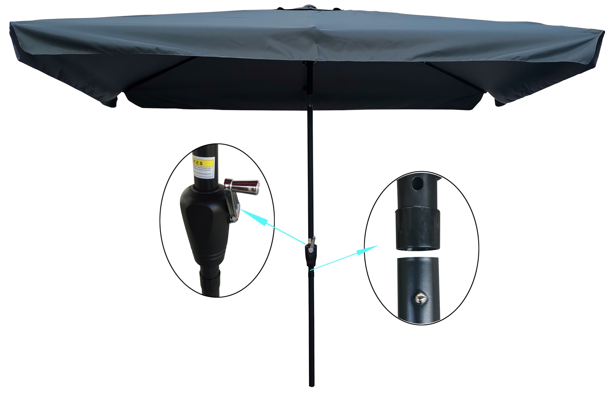 10 X 6.5Ft Patio Umbrella Outdoor Waterproof Umbrella With Crank And Push Button Tilt For Garden Backyard Pool Swimming Pool Market Gray Metal