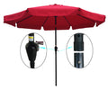 10Ft Patio Umbrella Market Round Umbrella Outdoor Garden Umbrellas With Crank And Push Button Tilt For Garden Backyard Pool Shade Outside Red Metal