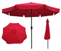 10Ft Patio Umbrella Market Round Umbrella Outdoor Garden Umbrellas With Crank And Push Button Tilt For Garden Backyard Pool Shade Outside Red Metal